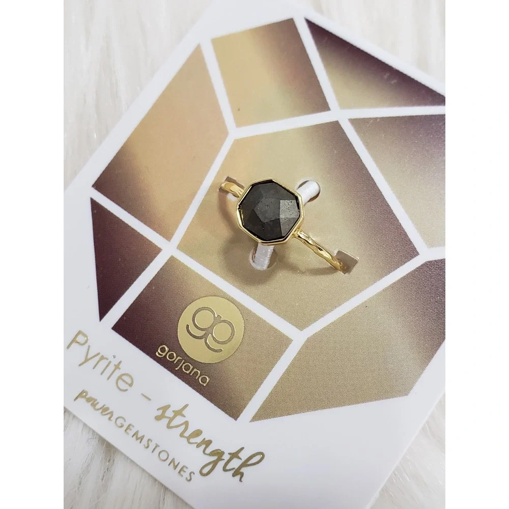 NEW‎ GORJANA Pyrite Power Gemstone Charm Ring Size 6 ~189301730G~